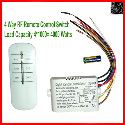 4 Way ON OFF Digital RF Remote Control Wireless Switch 